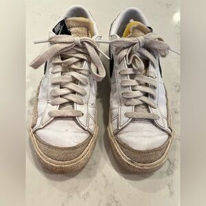 Nike White and Beige Low-Top Leather Sneakers